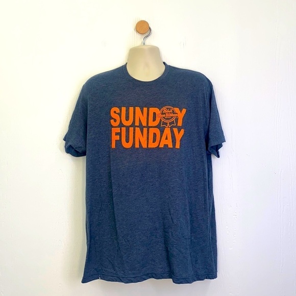 Tultex - Pabst Blue Ribbon Beer Sunday Funday Grey Tee Shirt Size XL - Picture 1 of 12